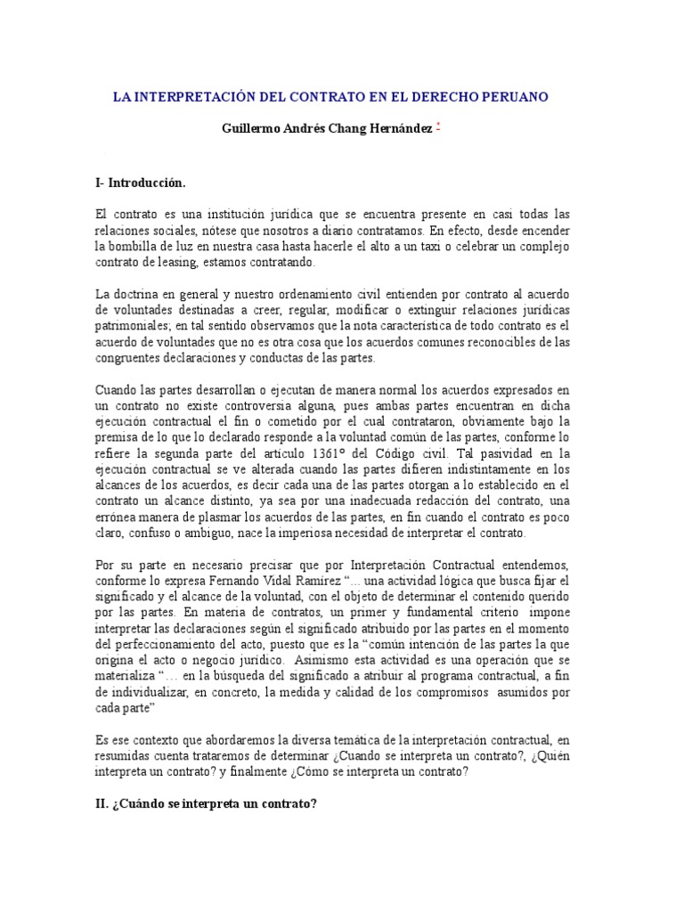 La Interpretación Del Contrato en El Derecho Peruano | PDF | Juez ...