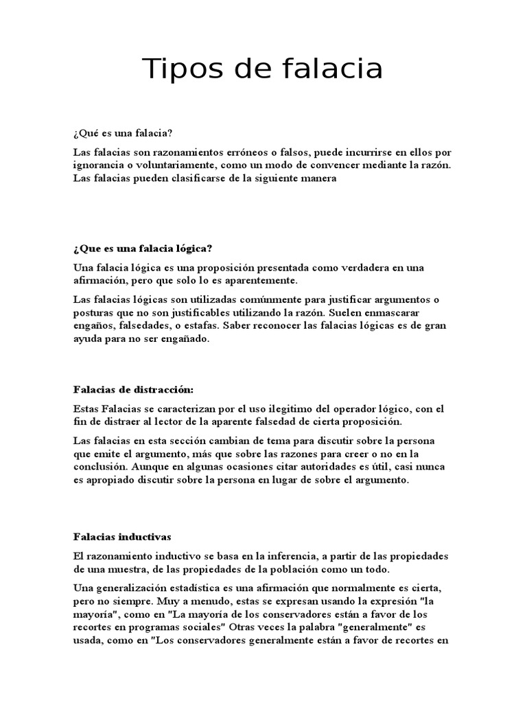 Tipos de Falacia Falacia Razón