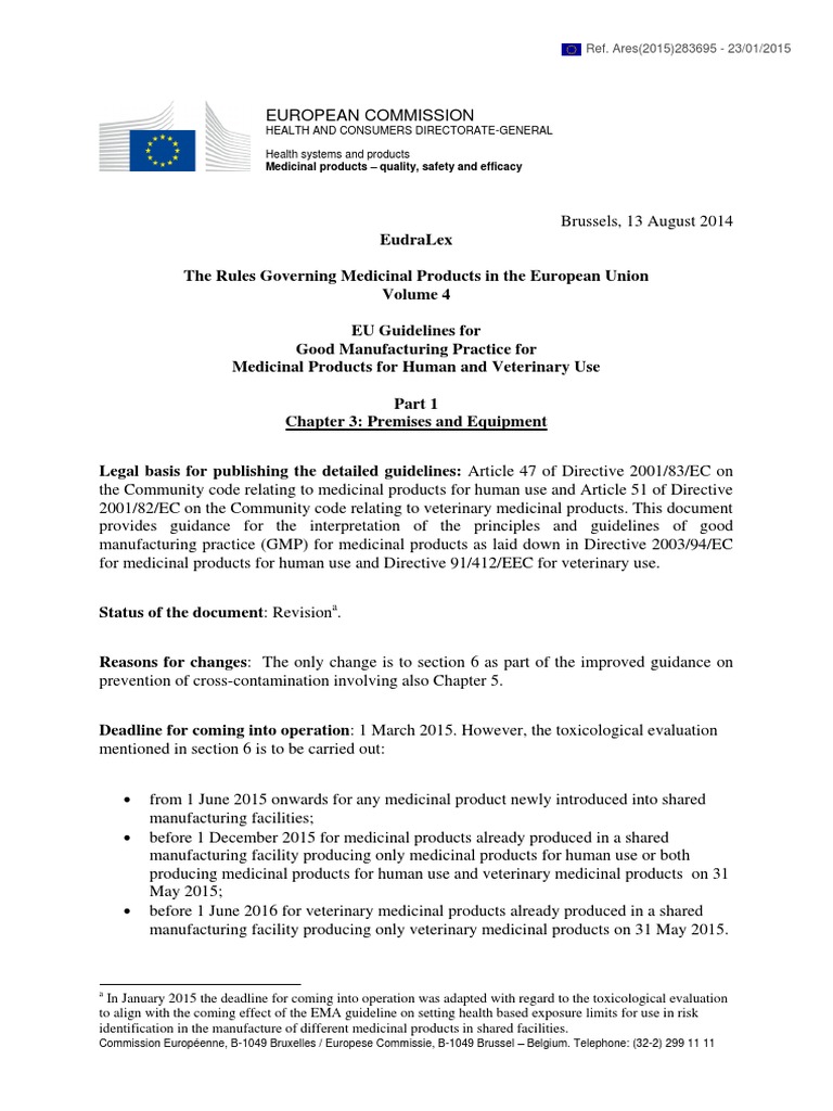 EU GMP Guidelines for Production Facilities | PDF | European Union | Risk