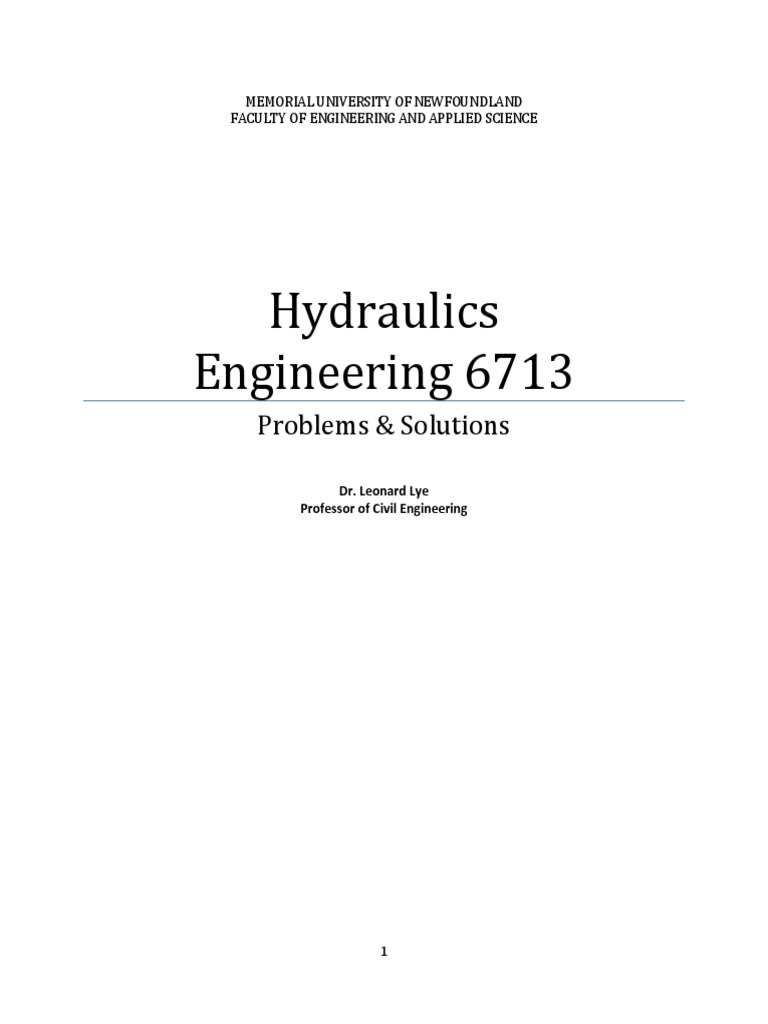 Hydraulics Engineering Problems & Solutions | PDF | Science & Mathematics