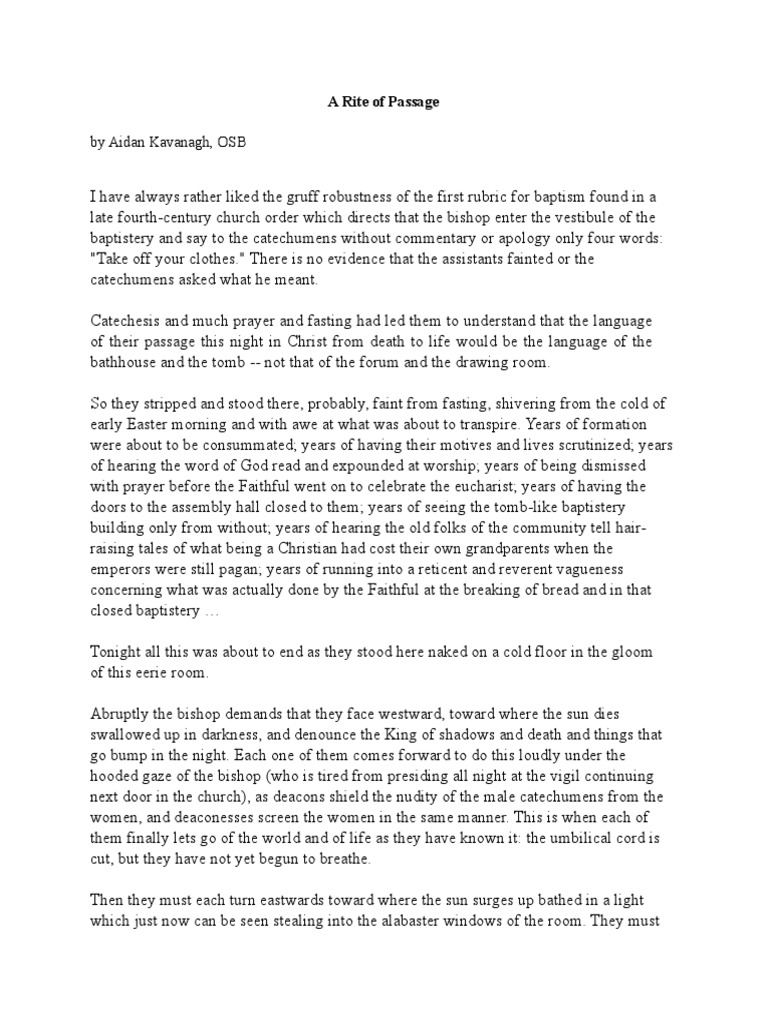 A Rite of Passage | PDF | Eucharist | Baptism