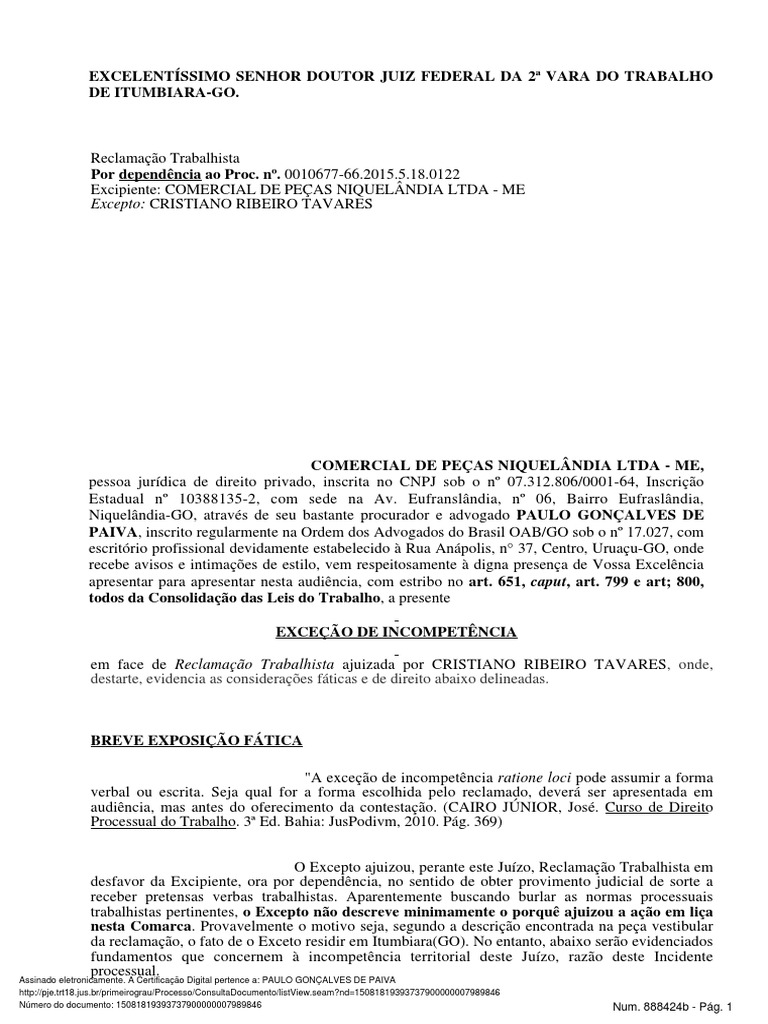 Redistribuído Por Sorteio Em Razão De Incompetência