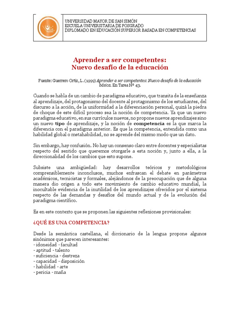Aprender a Ser Competentes en Educación | PDF | Plan de estudios ...
