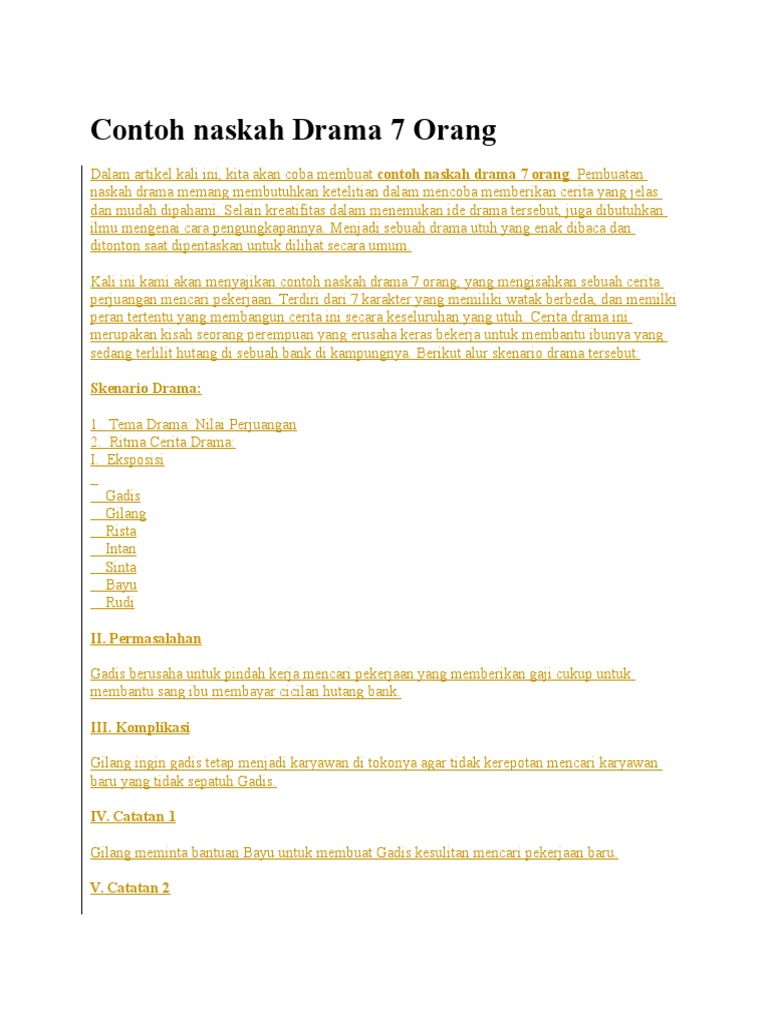 Contoh Naskah Drama 7 Orang