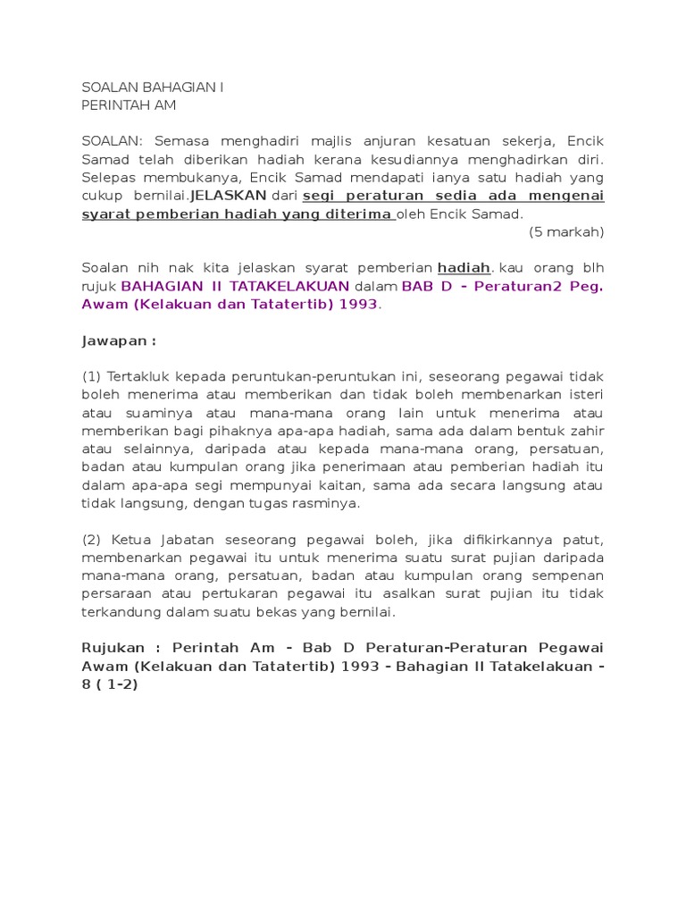 Soalan Dan Jawapan Psl N27 Bahagian I Pdf