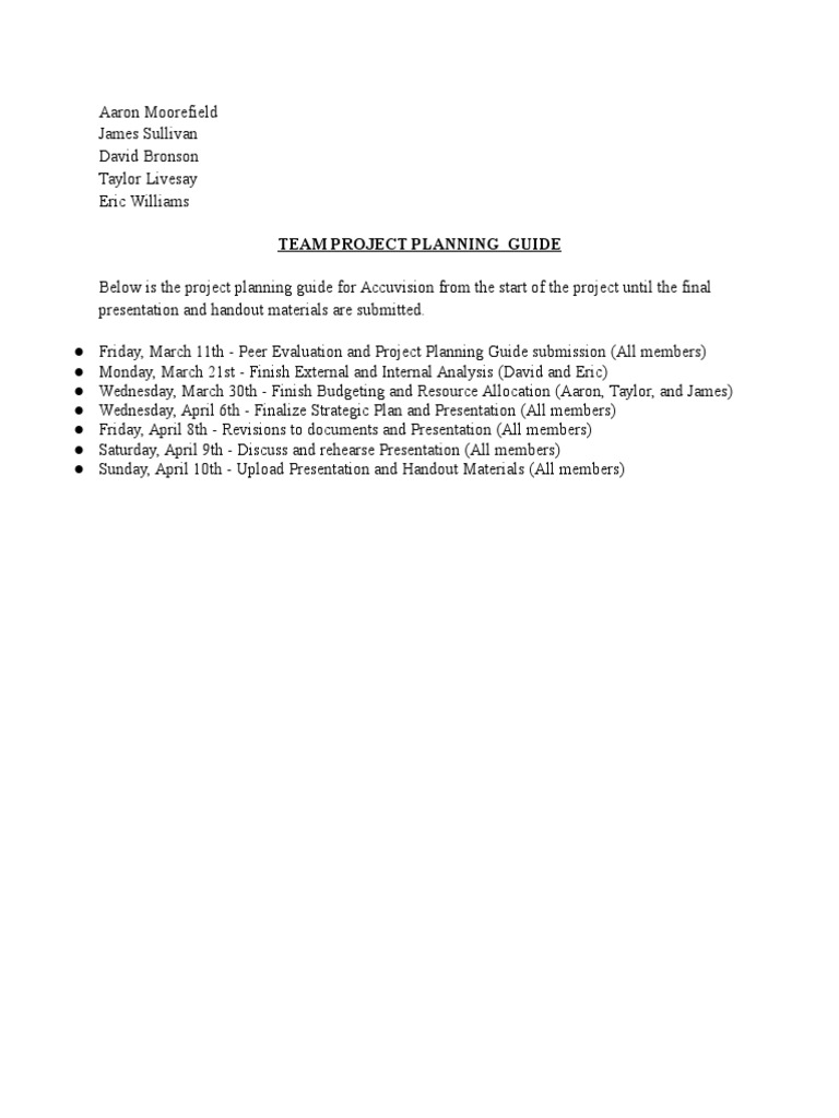 Team Project Planning Timeline | PDF