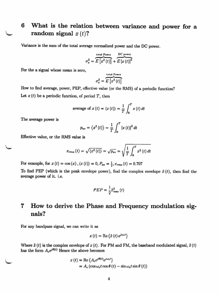 Relation Between Variance and Power of A Random Signal | PDF