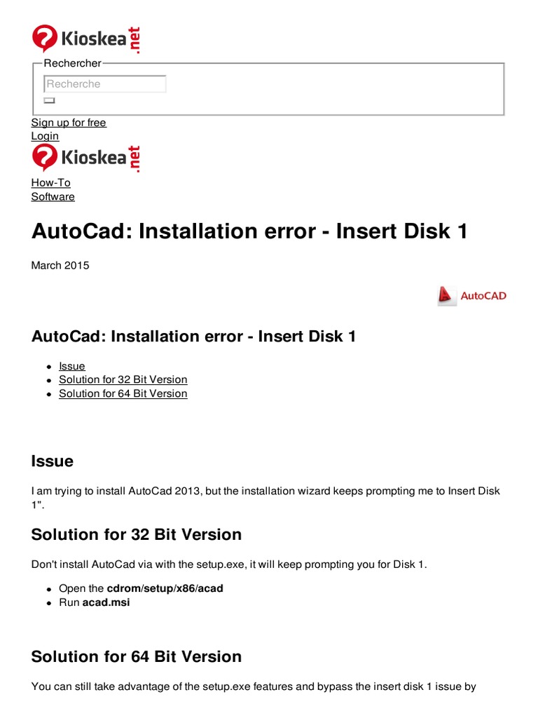 AutoCad 2013 Installation Disk Error Fix | PDF