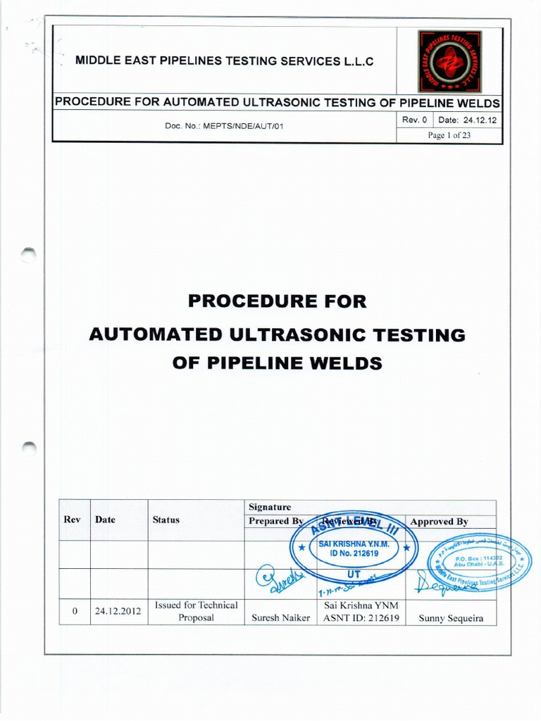 AUT Procedure | PDF