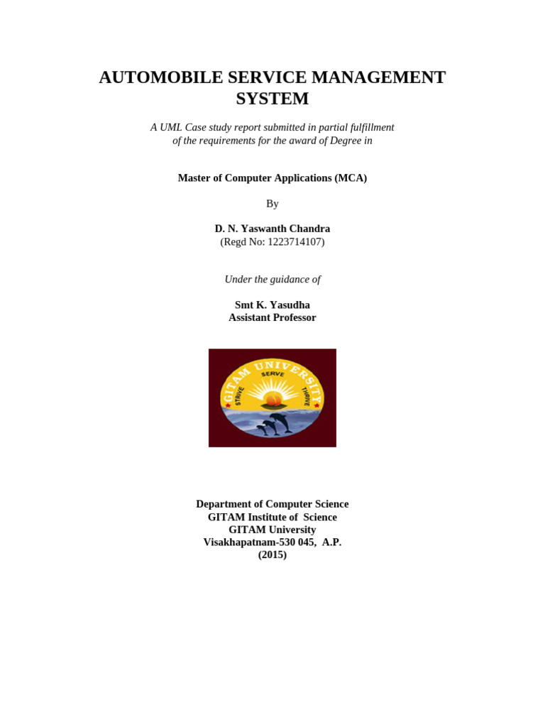 Automobile Service Management System | PDF | Java (Programming Language ...