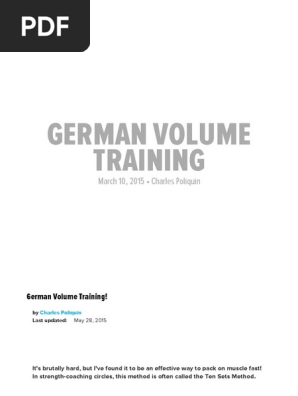 German Volume Training Muscle Hypertrophy Weight Training