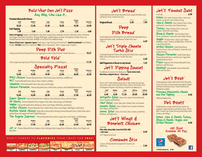 Jet S Pizza Menu Pizza Salad