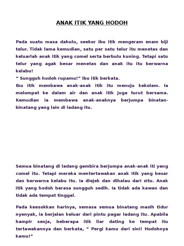 Anak Itik Hodoh Menjadi Angsa Cantik | PDF