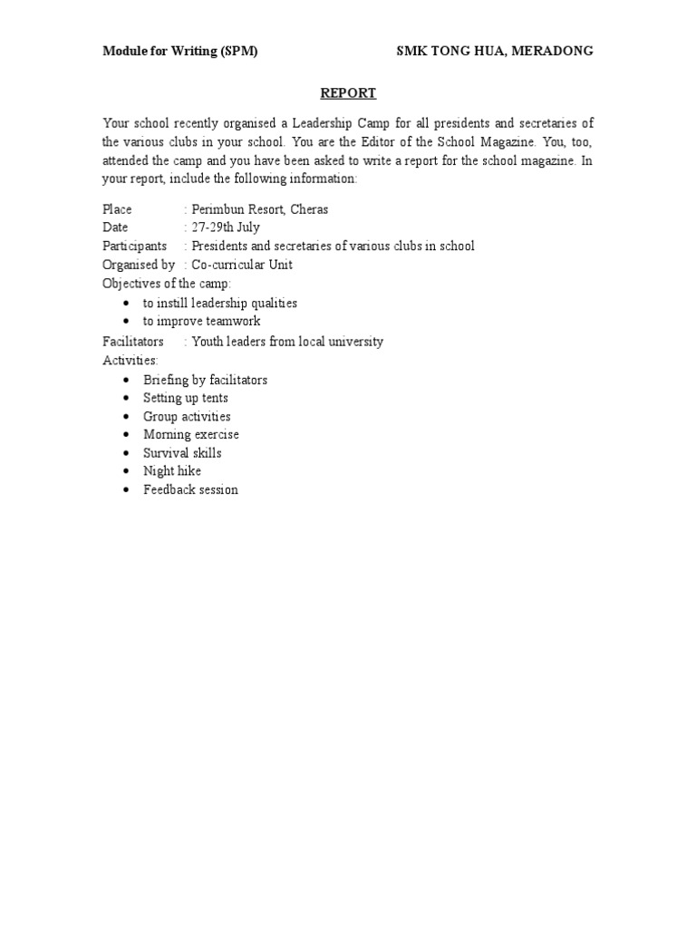 Writing Module Spm Report