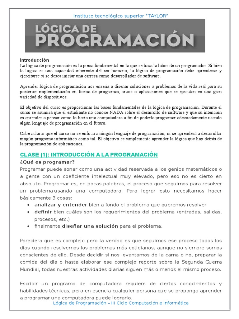 Fundamentos de Lógica de Programación | PDF | Algoritmos | Programación ...