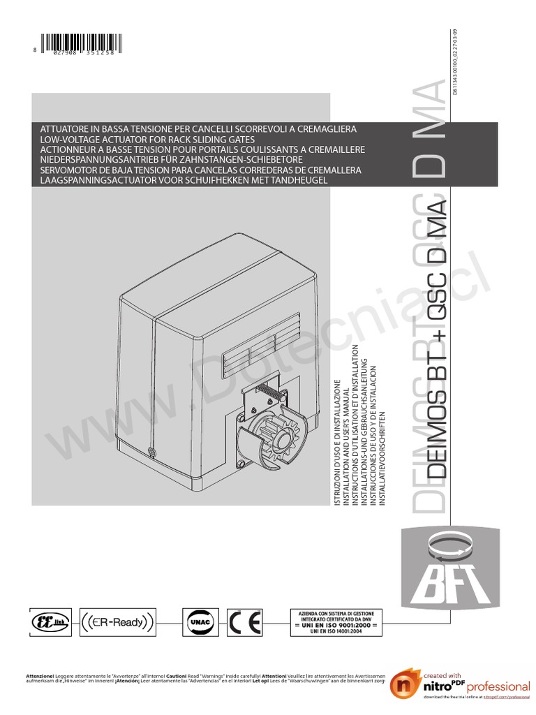 Manual Deimos BT Con Central Electronica.l PDF Aluminio Engranaje — free download