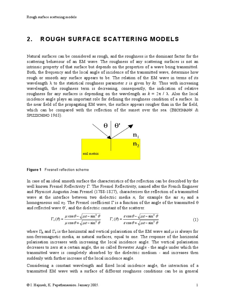 Rough Surface Scattering Models | PDF | Scattering | Surface Roughness
