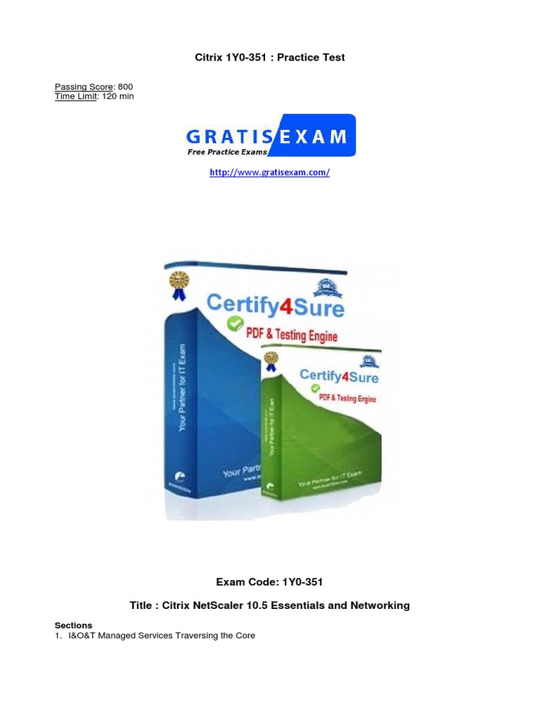 Citrix 1Y0-351 Exam Practice Guide | PDF | Load Balancing (Computing ...