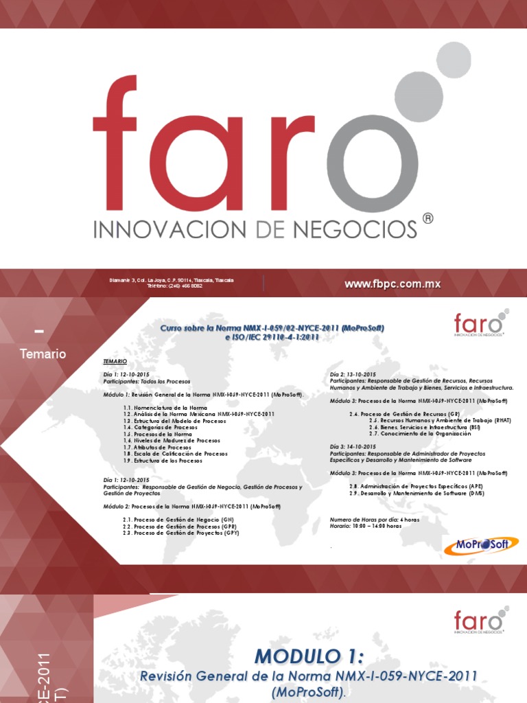 Curso Norma NMXI05902NYCE2011 (MoProSoft) PDF Planificación estratégica Planificación