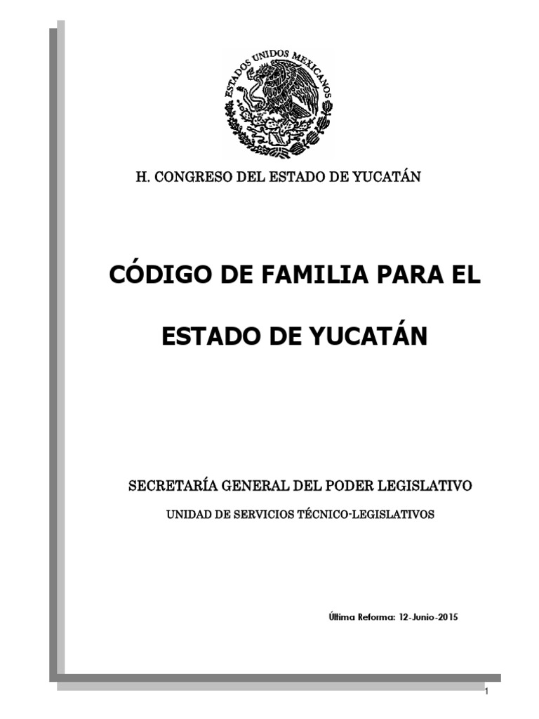 Codigo de Familia Para El Estado de Yucatan Divorcio Adopción Prueba gratuita de 30 días