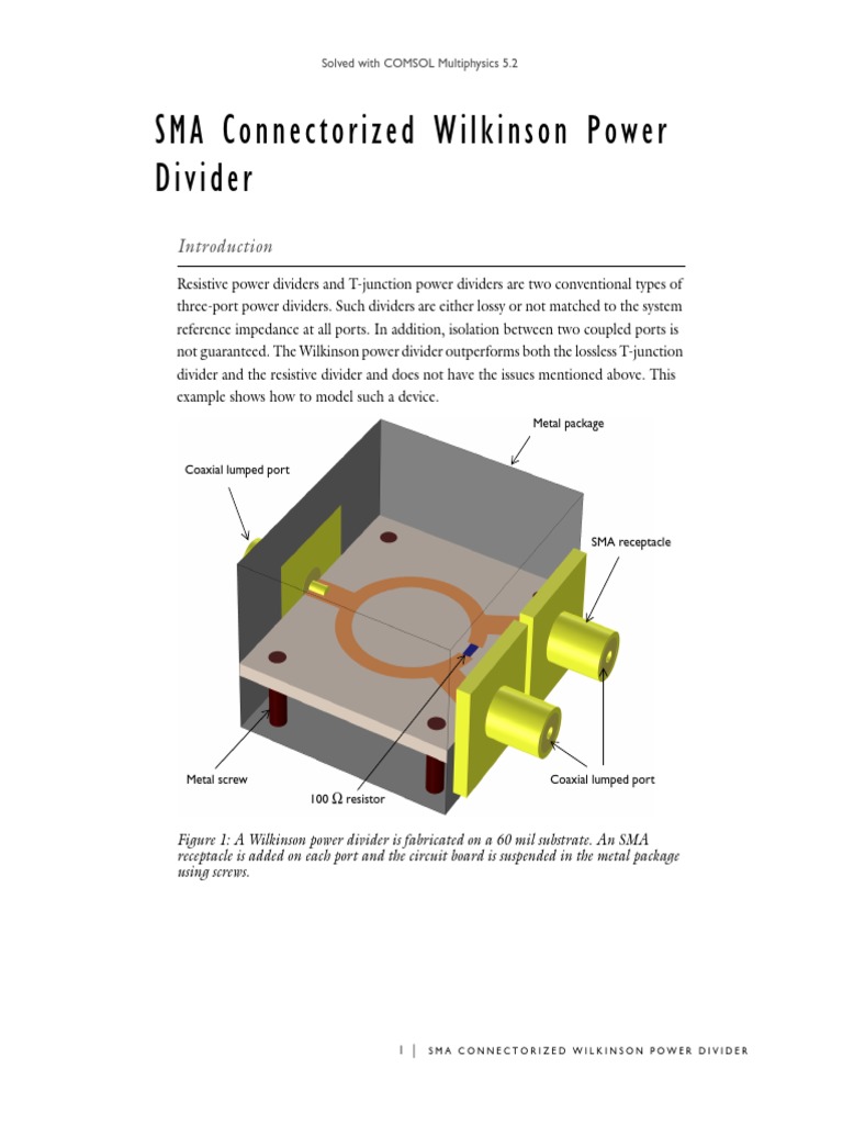 SMA Connectorized Wilkinson Power Divider | PDF | Coaxial Cable ...