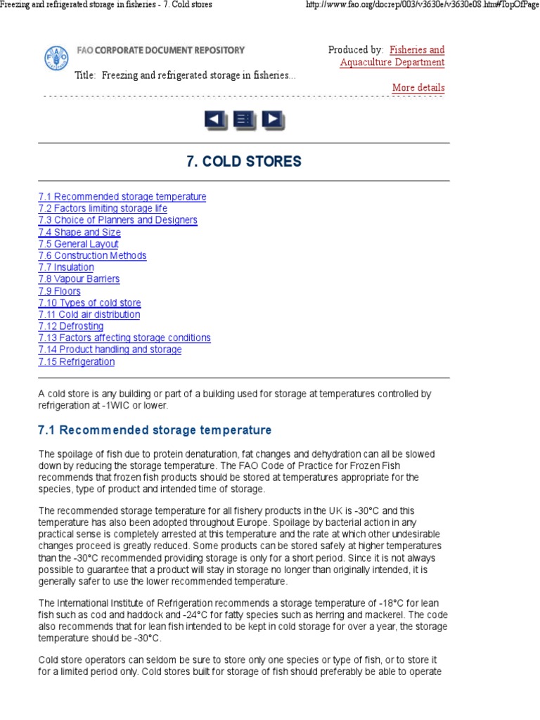 Freezing and Refrigerated Storage in Fisheries - 7. Cold Stores | PDF ...