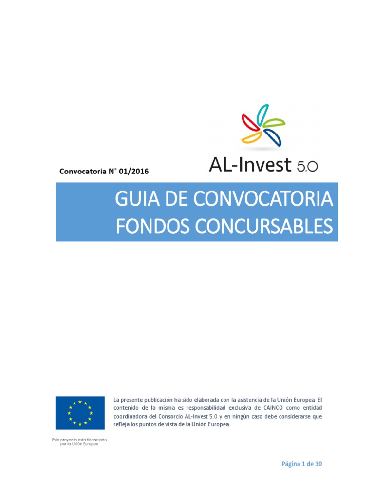Guia de Convocatoria Para Fondos Concursables Pequeñas y medianas