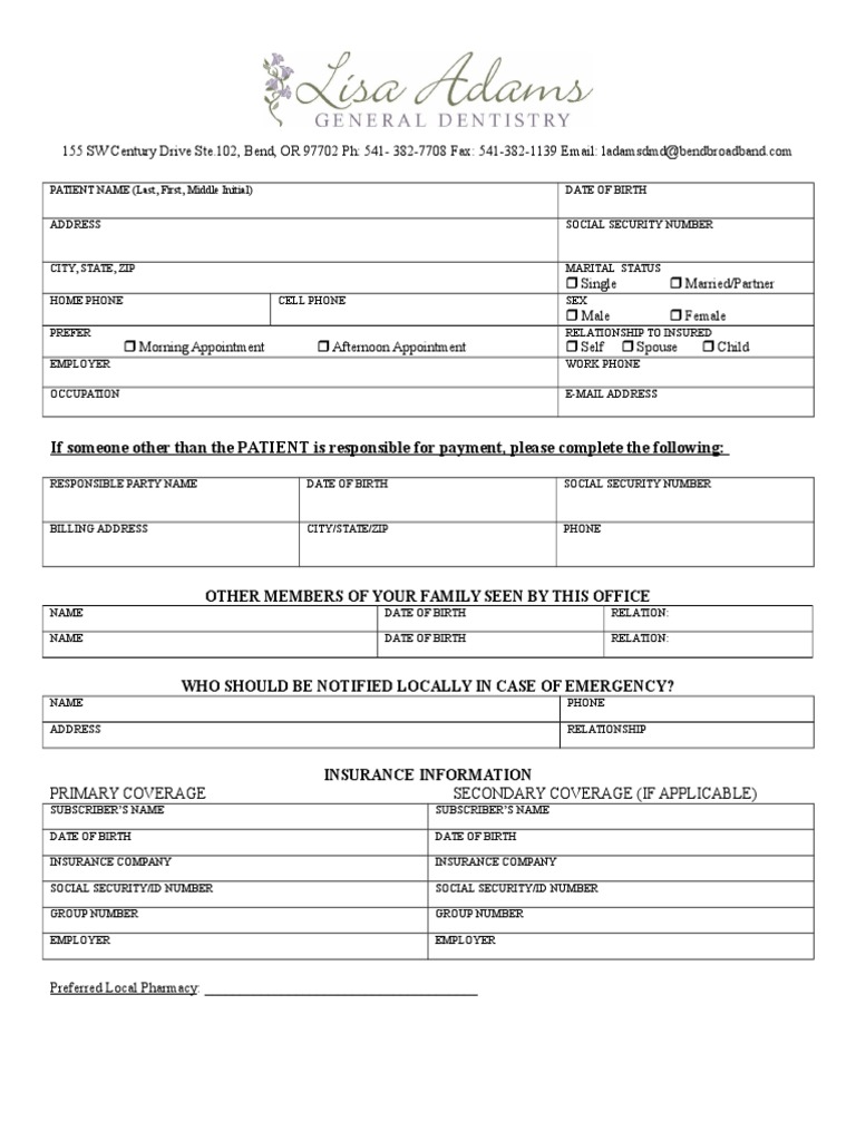Logo New Patient Packet 2016 | PDF | Health Insurance Portability And ...