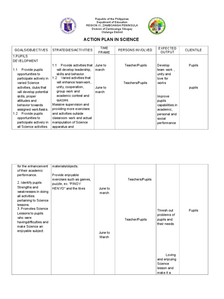 Action Plan in Science | PDF