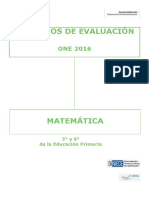 Criterios de Evaluación ONE 2016 Matemática Educación Primaria
