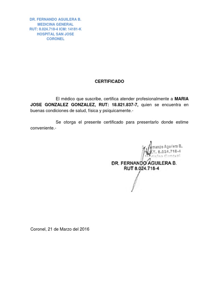 Certificado Medico