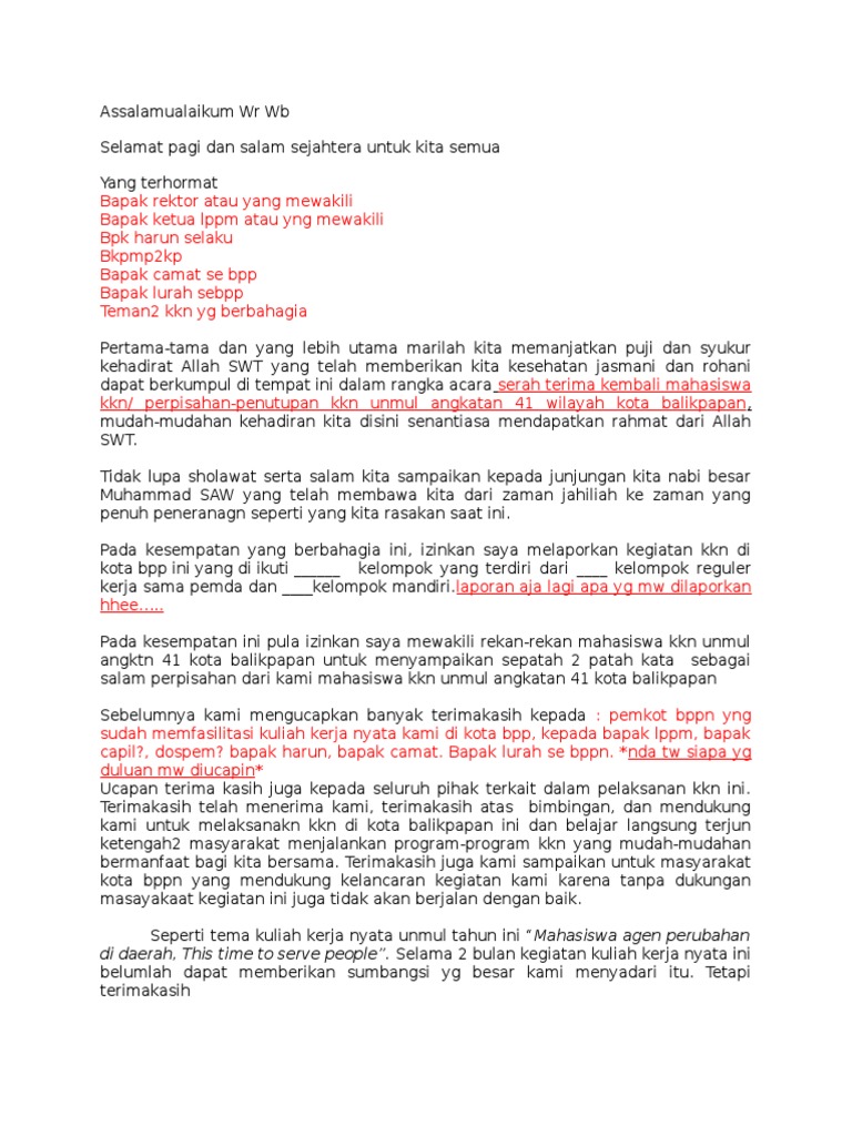Sambutan Kkn