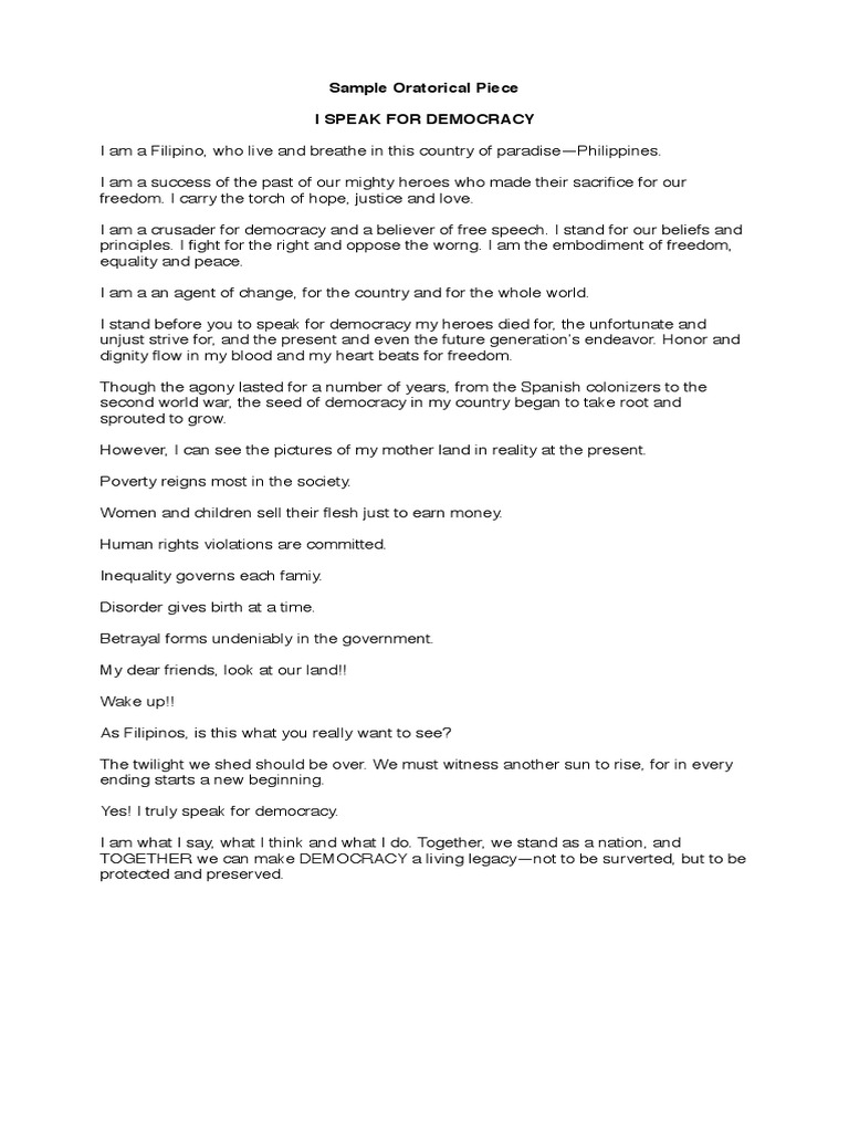 Famous short oration piece image