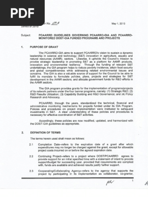AO 078-A PCAARRD GIA Guidelines