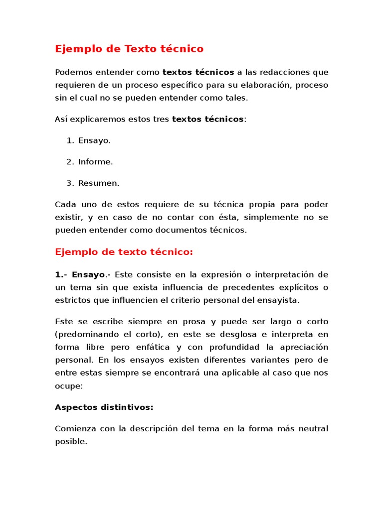 Ejemplo de Texto Técnico Ensayos Autor