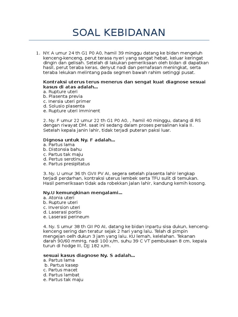 Soal Kebidanan