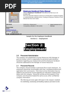 Bizmanualz Employee Handbook Policies and Procedures Sample