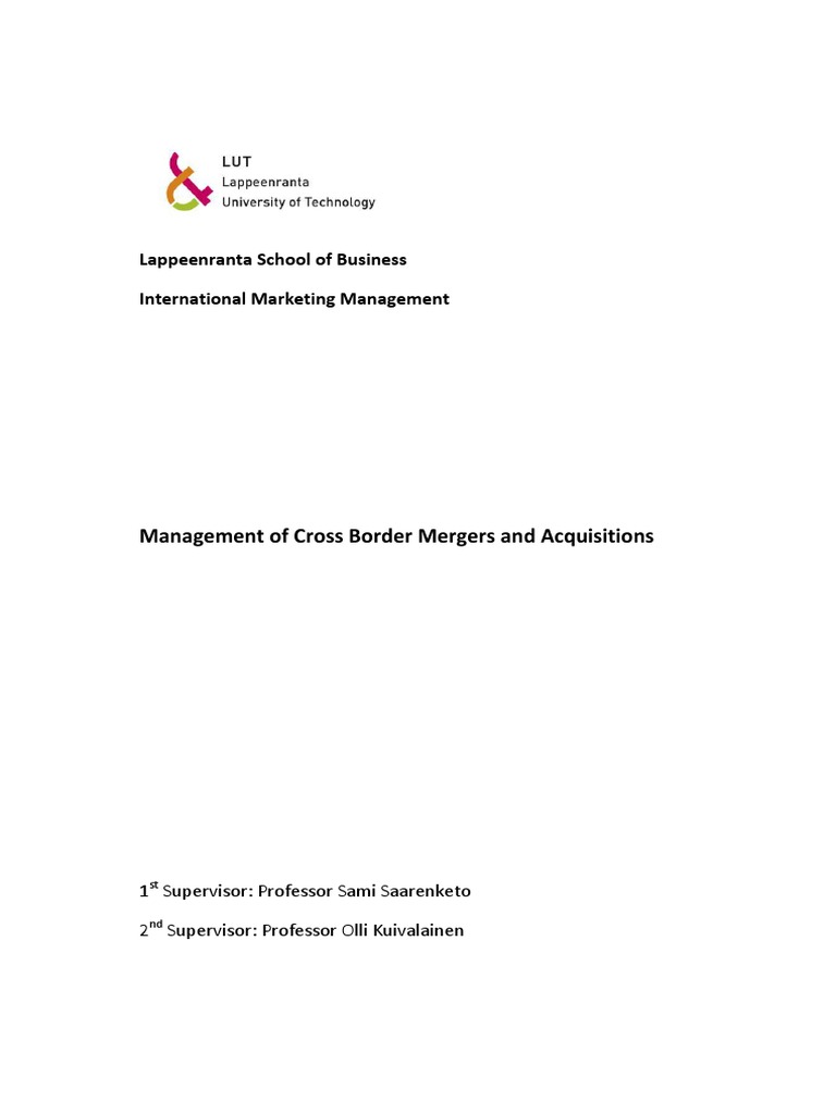 mergers and acquisitions master thesis topics