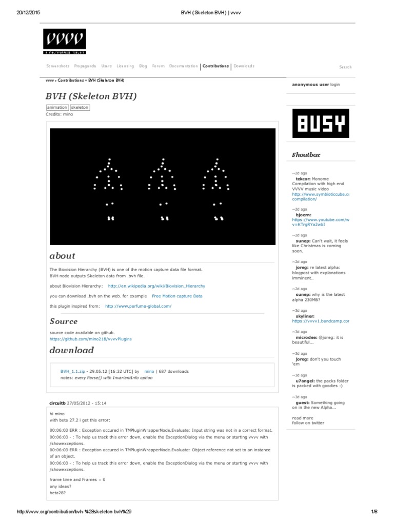 BVH Skeleton Data for VVVV Software | PDF | Parsing | Software Release ...