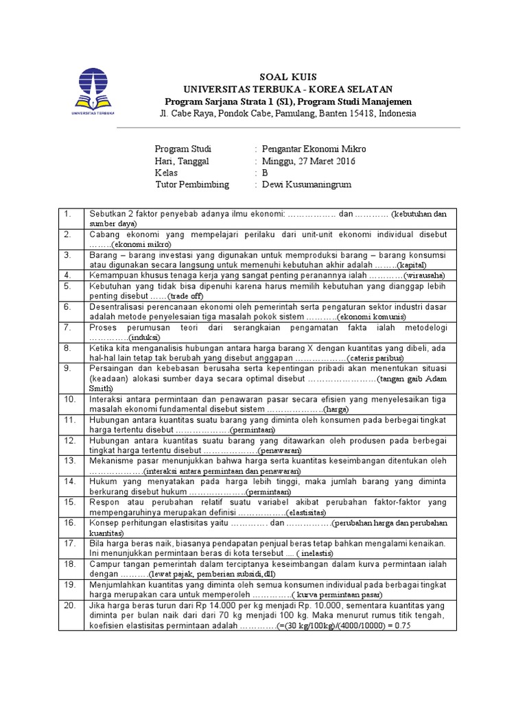 Contoh Soal Essay Ekonomi Makro Dan Jawabannya Guru Paud