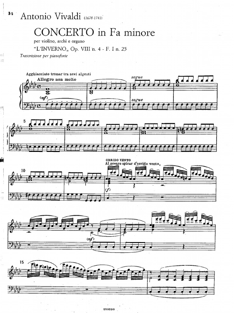 Download Vivaldi Winter Piano Sheet