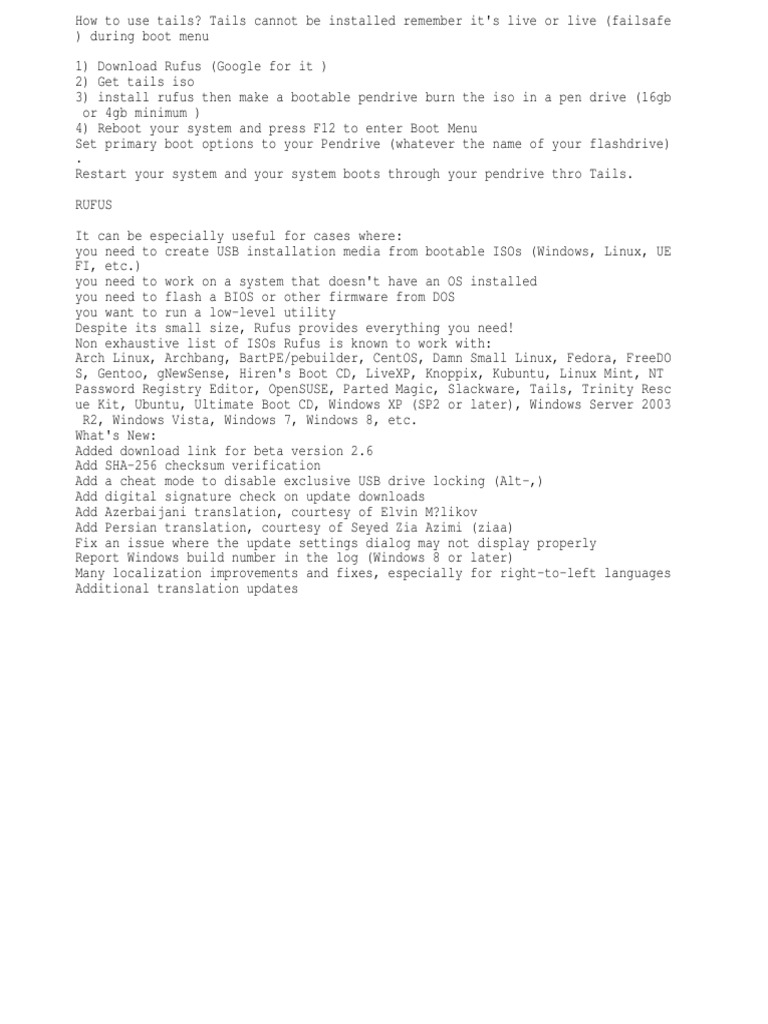 Tails I386 1.8 & RUFUS | PDF