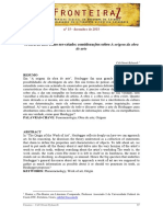 A Obra de Arte Como Ser-Criado A Obra de Arte Como Ser-Criado: Considerações Sobre A Origem Da Obra de Arte