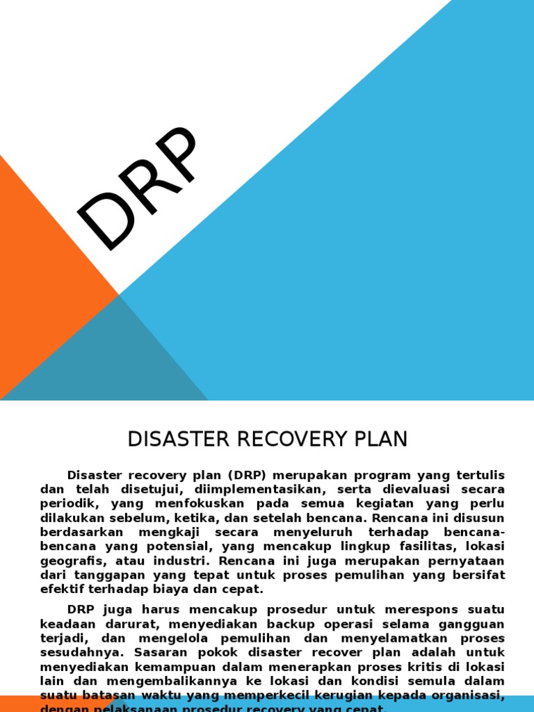 Rencana Pemulihan Bencana (DRP) | PDF