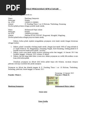 Surat Perjanjian Sewa Tanah