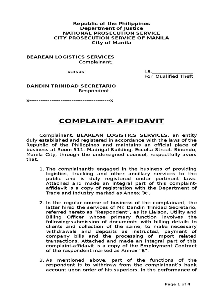 Qualified Theft Case Theft Crimes