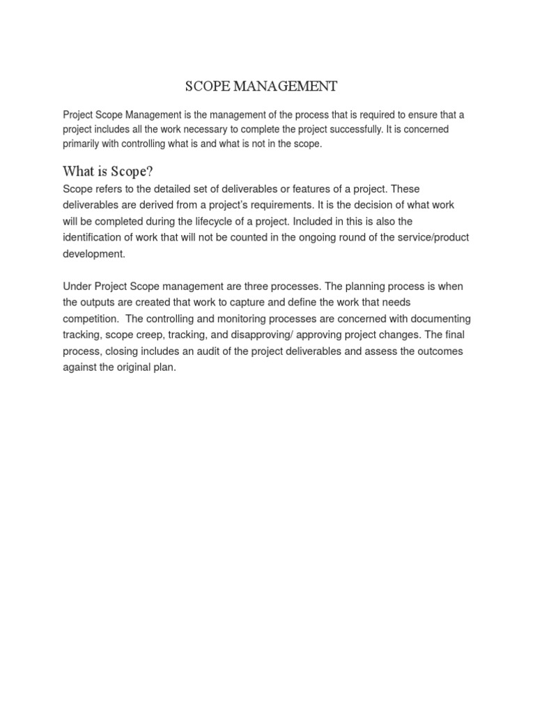 Project Scope Management Overview | PDF | Business | Computing And ...