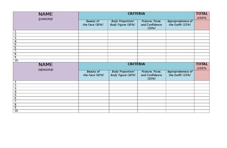 Prom King and Queen Judging Criteria | PDF