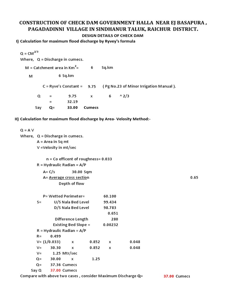 Design of check dam | Dam | Hydraulics