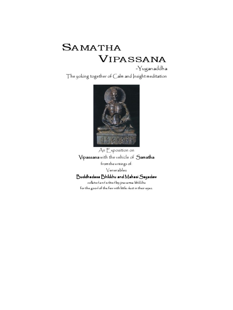 Samatha Vipassana Yuganaddha PDF Vipassanā Buddhist Meditation